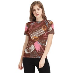 Sweet Food Seamless Pattern Women s Short Sleeve Rash Guard by Cemarart