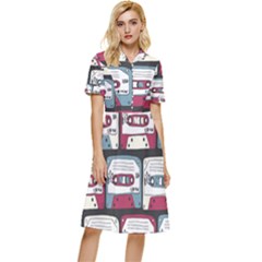 Music Symbols Rock Music Seamless Pattern Button Top Knee Length Dress by Ndabl3x