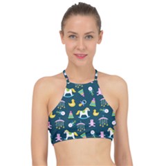 Cute Babies Toys Seamless Pattern Halter Bikini Top by Ndabl3x