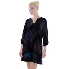 Abstract, Black, Purple, Open Neck Shift Dress by nateshop