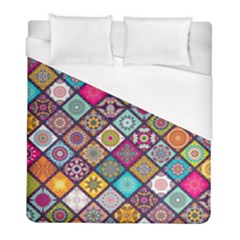 Pattern, Colorful, Floral, Patter, Texture, Tiles Duvet Cover (full/ Double Size) by nateshop