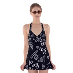 Knowledge Drawing Education Science Halter Dress Swimsuit  by Proyonanggan