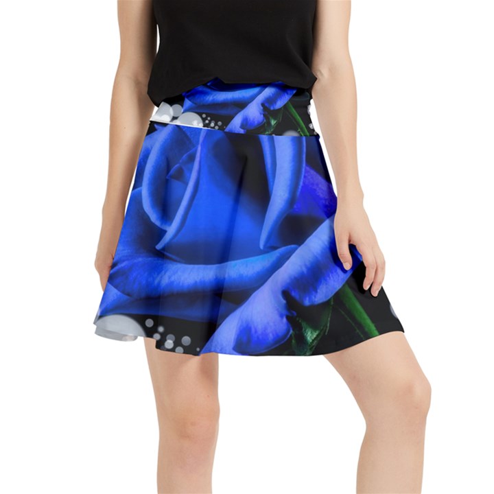 Blue Rose Bloom Blossom Waistband Skirt