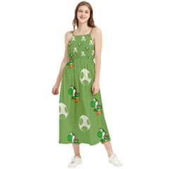 Yoshi Print, Super, Huevo, Game, Green, Egg, Mario Boho Sleeveless Summer Dress by nateshop