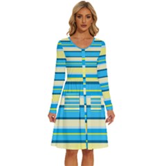 Stripes-3 Long Sleeve Dress With Pocket by nateshop