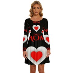 Mom And Dad, Father, Feeling, I Love You, Love Long Sleeve Wide Neck Velvet Dress by nateshop