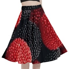 Berry,curved, Edge, A-line Full Circle Midi Skirt With Pocket by nateshop