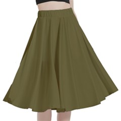 Brown, Color, Background, Monochrome, Minimalism A-line Full Circle Midi Skirt With Pocket by nateshop