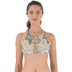 Vintage World Map Aesthetic Perfectly Cut Out Bikini Top by Cemarart