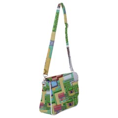 Pixel Map Game Shoulder Bag With Back Zipper by Cemarart