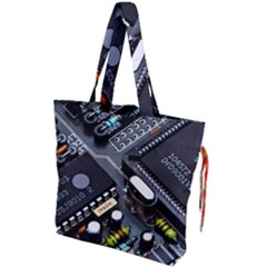 Motherboard Board Circuit Electronic Technology Drawstring Tote Bag by Cemarart