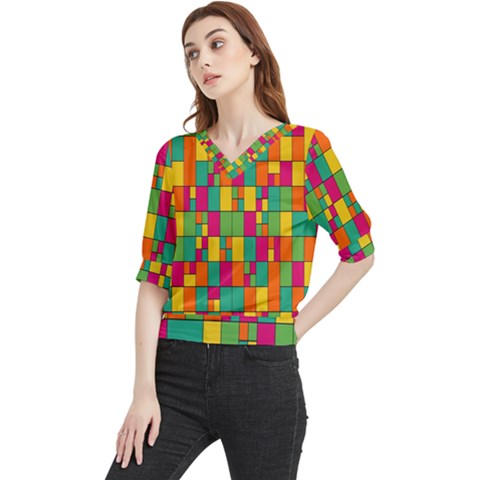 Abstract-background Quarter Sleeve Blouse by nateshop