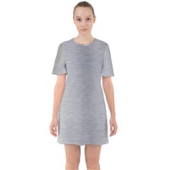 Aluminum Textures, Horizontal Metal Texture, Gray Metal Plate Sixties Short Sleeve Mini Dress by nateshop