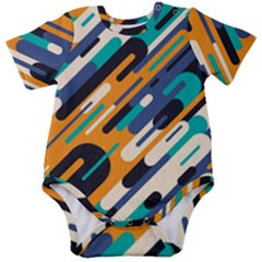 Abstract Rays, Material Design, Colorful Lines, Geometric Baby Short Sleeve Bodysuit by nateshop