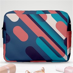 Blue Geometric Background, Abstract Lines Background Make Up Pouch (large) by nateshop