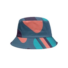 Blue Geometric Background, Abstract Lines Background Inside Out Bucket Hat (kids) by nateshop