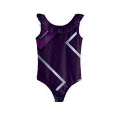 Purple Abstract Background, Luxury Purple Background Kids  Frill Swimsuit by nateshop