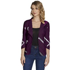 Purple Abstract Background, Luxury Purple Background Women s One-button 3/4 Sleeve Short Jacket by nateshop