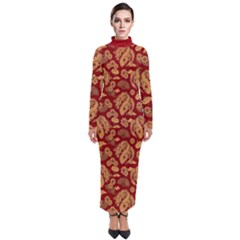 Vintage Dragon Chinese Red Amber Turtleneck Maxi Dress by DimSum