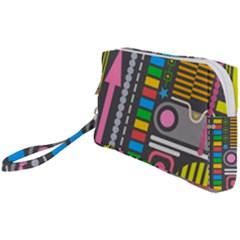 Pattern Geometric Abstract Colorful Arrows Lines Circles Triangles Wristlet Pouch Bag (small) by Grandong