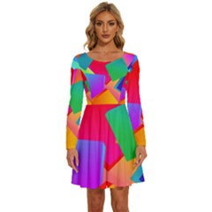 Colors, Color Long Sleeve Wide Neck Velvet Dress by nateshop