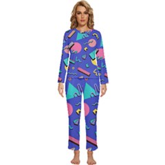 Geometric Shapes Material Design, Lollipop, Lines Womens  Long Sleeve Lightweight Pajamas Set by nateshop