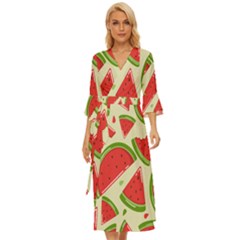 Cute Watermelon Seamless Pattern Midsummer Wrap Dress by Grandong