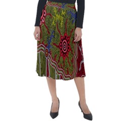 Authentic Aboriginal Art - Connections Classic Velour Midi Skirt  by hogartharts