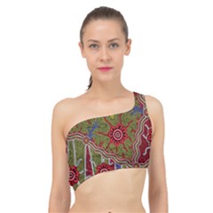 Authentic Aboriginal Art - Connections Spliced Up Bikini Top  by hogartharts