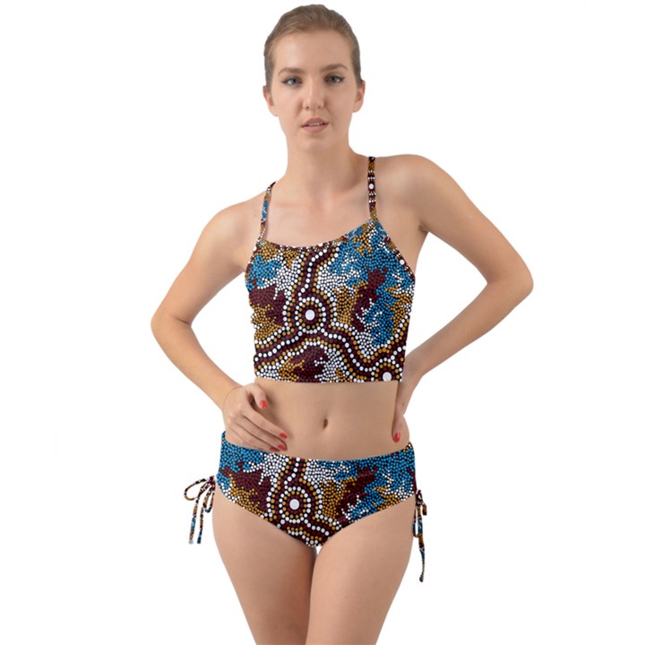 Authentic Aboriginal Art - Wetland Dreaming Mini Tank Bikini Set