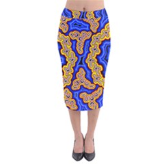 Authentic Aboriginal Art - Emu Dreaming Velvet Midi Pencil Skirt by hogartharts