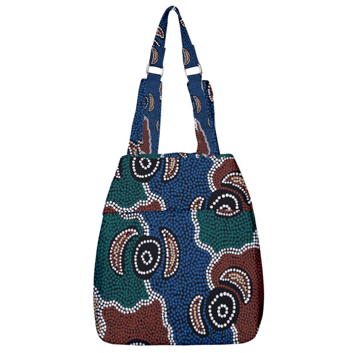 Authentic Aboriginal Art - Riverside Dreaming Center Zip Backpack