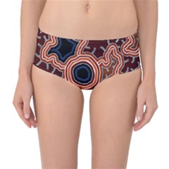 Authentic Aboriginal Art - Pathways Mid-waist Bikini Bottoms by hogartharts