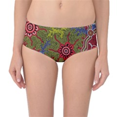 Authentic Aboriginal Art - Connections Mid-waist Bikini Bottoms by hogartharts