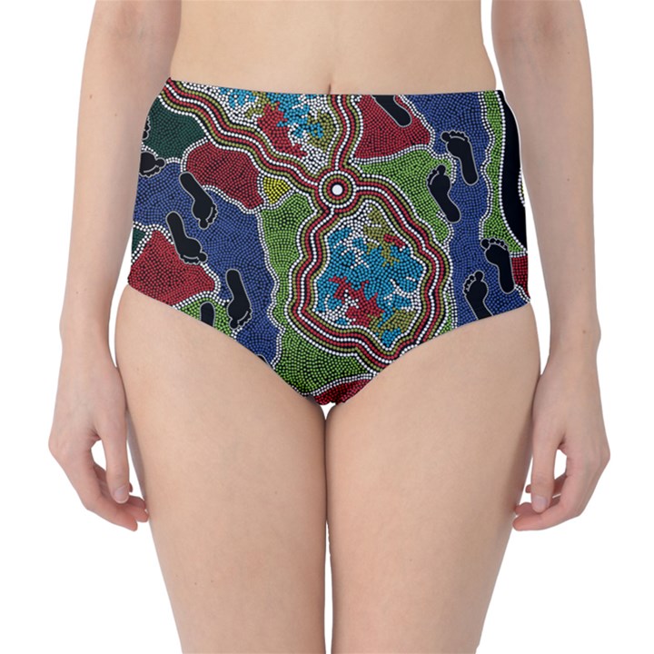 Authentic Aboriginal Art - Walking the Land Classic High-Waist Bikini Bottoms