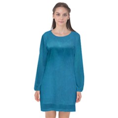 Blue Stone Texture Grunge, Stone Backgrounds Long Sleeve Chiffon Shift Dress  by nateshop