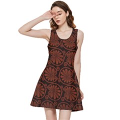 Brown Floral Pattern Floral Greek Ornaments Inside Out Racerback Dress by nateshop