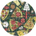 Seamless Pizza Slice Pattern Illustration Great Pizzeria Background Wooden Puzzle Round View1