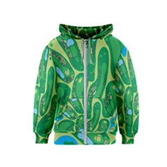 Golf Course Par Golf Course Green Kids  Zipper Hoodie by Cemarart