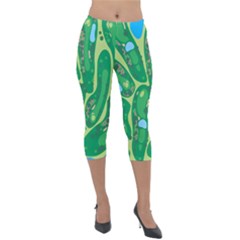 Golf Course Par Golf Course Green Lightweight Velour Capri Leggings  by Cemarart