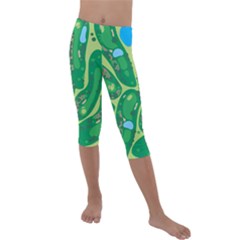 Golf Course Par Golf Course Green Kids  Lightweight Velour Capri Leggings  by Cemarart