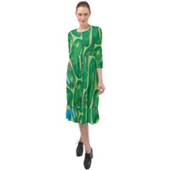 Golf Course Par Golf Course Green Ruffle End Midi Chiffon Dress by Cemarart