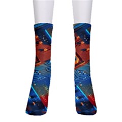 Gray Circuit Board Electronics Electronic Components Microprocessor Crew Socks by Cemarart