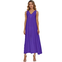 Ultra Violet Purple V-neck Sleeveless Loose Fit Overalls by bruzer