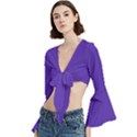 Ultra Violet Purple Trumpet Sleeve Cropped Top View2