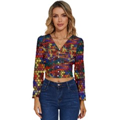 Flower Retro Funky Psychedelic Long Sleeve V-neck Top by Ndabl3x