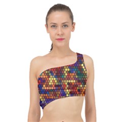 Hexagon Honeycomb Pattern Design Spliced Up Bikini Top  by Ndabl3x