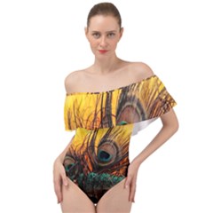 Oceans Stunning Painting Sunset Scenery Wave Paradise Beache Mountains Off Shoulder Velour Bodysuit  by Cemarart