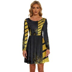  Long Sleeve Wide Neck Velvet Dress by nateshop