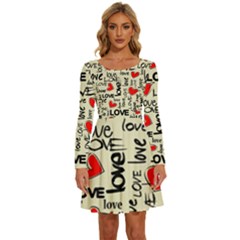 Love Abstract Background Love Textures Long Sleeve Wide Neck Velvet Dress by nateshop